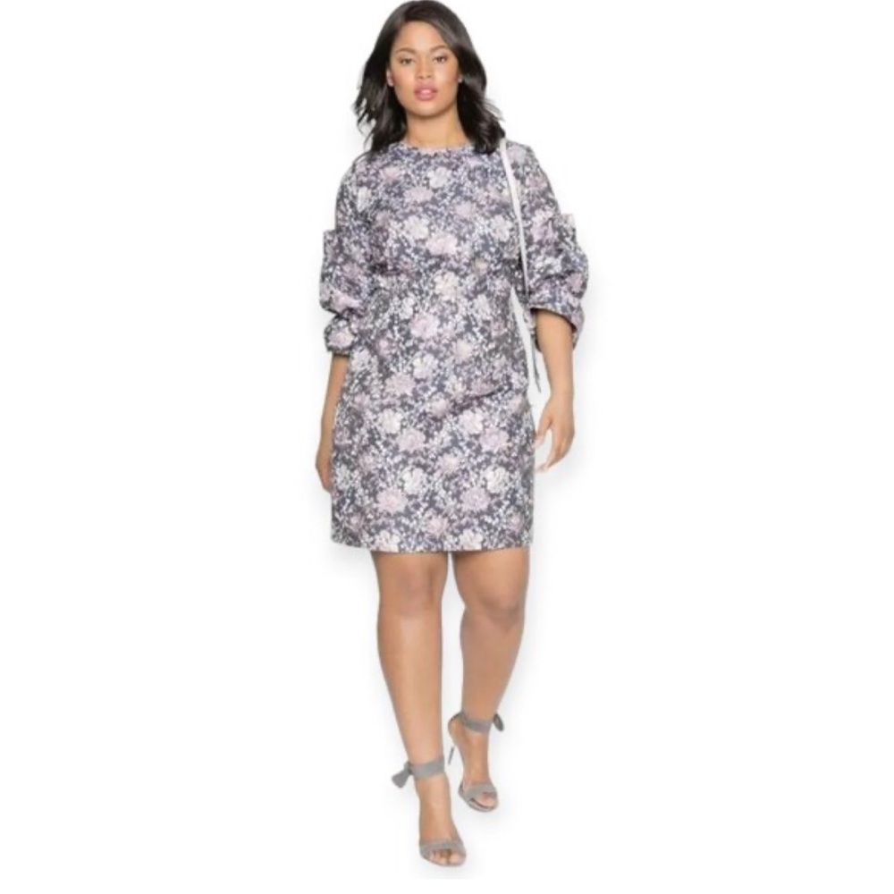Metallic Accent Pattern Jacquard A-Line Dress